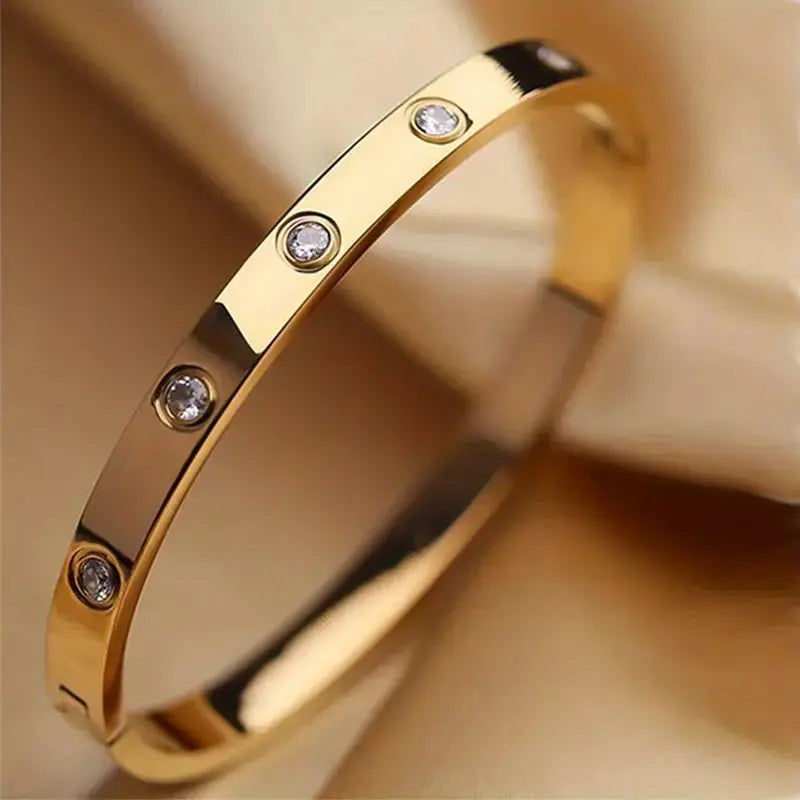 Titanium Steel Rhinestone Bangle bracelet beautycart