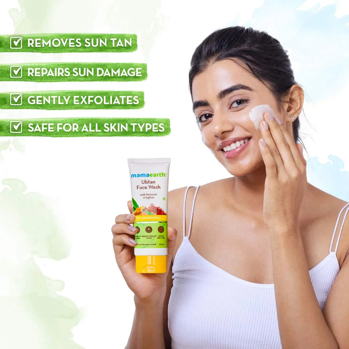 MAMA EARTH Ubtan Natural Face Wash with Turmeric & Saffron for Tan removal and Skin brightening beautycart