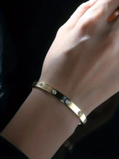 Titanium Steel Rhinestone Bangle bracelet beautycart